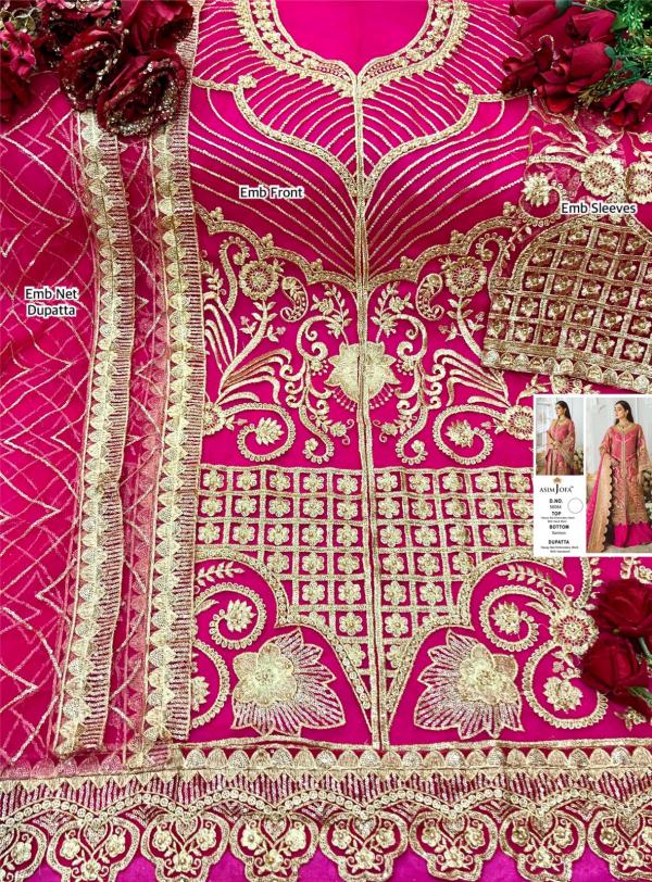 Asim Jofa 56064 Net Embroidery Work Pakistani Suit